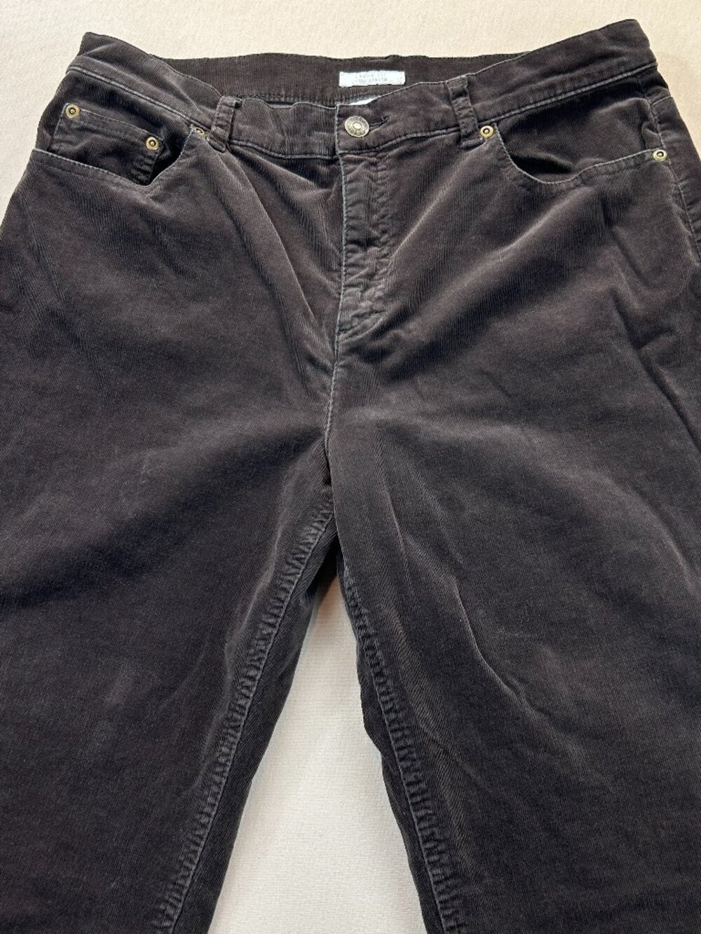 Charter Club Laura Fit Jeans Womens Size 12 Brown Corduroy Straight Leg Stretch